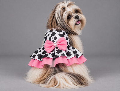 Vestido Pet Premium Vaquinha Gaby Moda Pet - Venda Atacado
