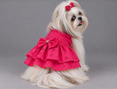 Vestido Pet Laise Pink Gaby Moda Pet - Venda Atacado