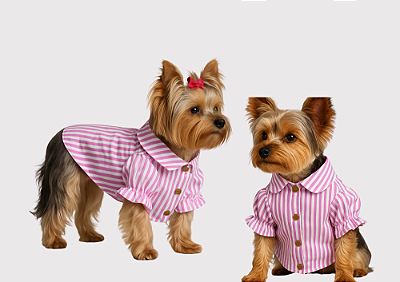 Camisa Alfaiataria Listra Rosa Gaby Moda Pet - Venda Atacado