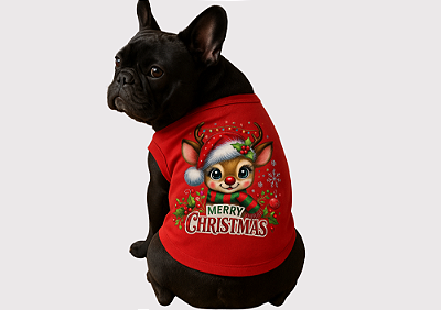 Camiseta  Pet  Vermelha Merry Christimas Natal Gaby Moda Pet - Venda Atacado