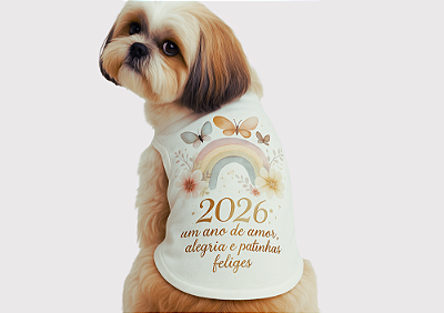 Camiseta  Pet  Off White Ano Novo  Gaby Moda Pet - Venda Atacado