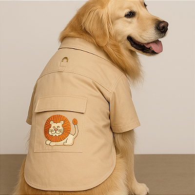 Camisa Alfaiataria Safari Bege Gaby Moda Pet - Venda Atacado