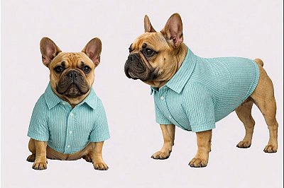 Camisa Alfaiataria Listra Verde Gaby Moda Pet - Venda Atacado