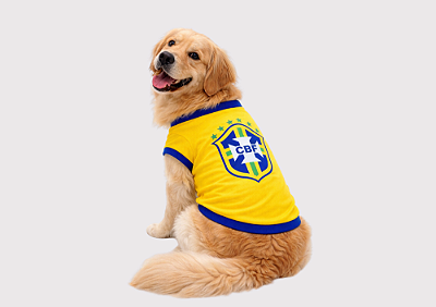 Camiseta Pet Copa Brasil Amarela Premium Gaby Moda Pet - Venda Atacado