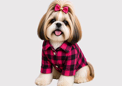 Roupa Camisa Pet Inverno Xadrez Rosa Gaby Moda Pet - Venda Atacado