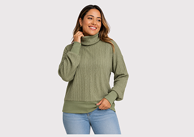 BLUSA TRICOT GOLA ALTA VERDE TAL MÃE - ATACADO