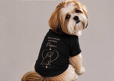 Coleção Dia dos Pais – Camisetas Pet Preta Meu Coração Tem Dono Personalizadas no Atacado