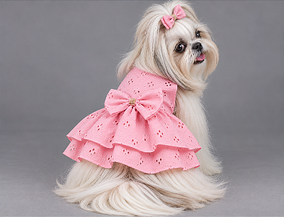 Vestido Pet Atacado Laise Rosa Gaby Moda Pet - Venda Atacado