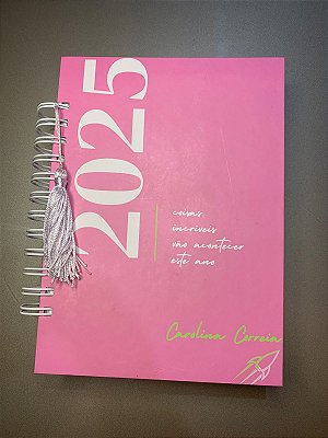 Agenda 2025 Personalizada com Tassel – Capa Rosa Motivacional