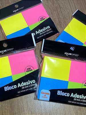 Bloco Post-it Jocar 38X50 Ades Fluor c/4