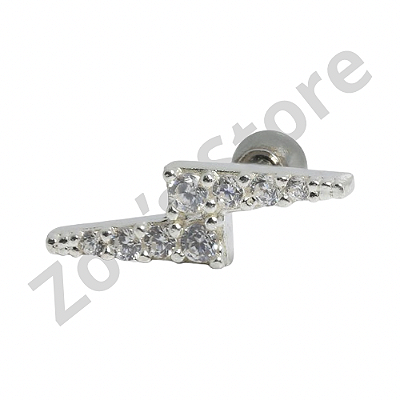 Raio cravejado prata 8mm