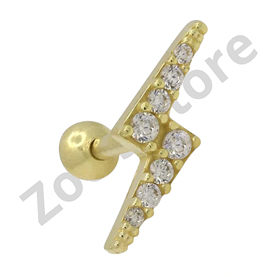 Raio cravejado prata dourado 8mm