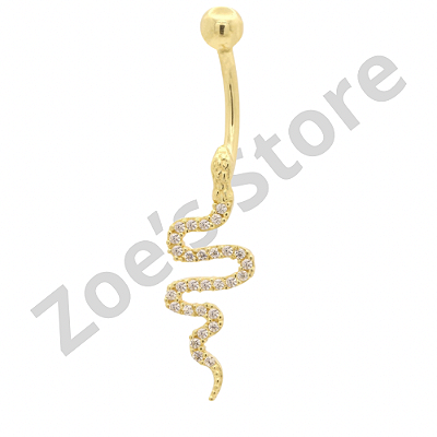 Umbigo Cobra cravejado prata dourado