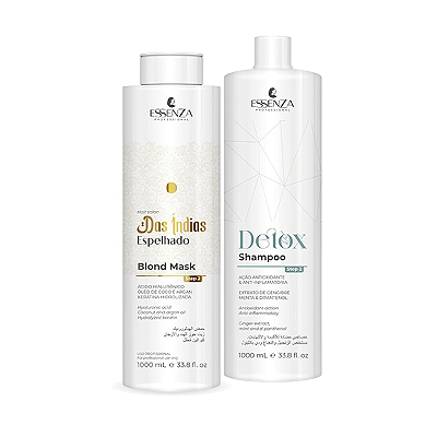 Essenza Kit Das Índias Espelhado Blond + Detox Shampoo - Nutrição e Brilho Intenso
