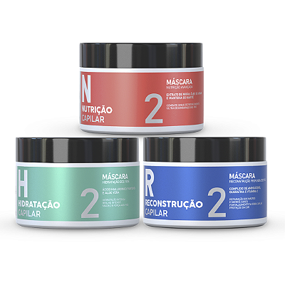 Kit Cronograma Completo Essenza 3x300g - Tratamento Capilar Hidratação Nutrição e Reconstrução