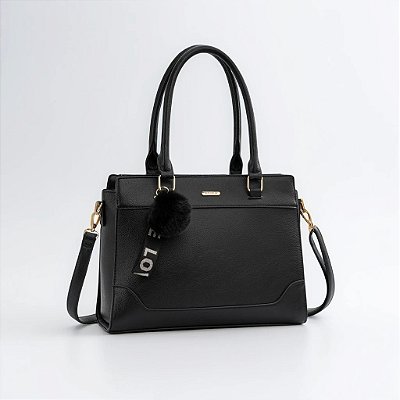 Bolsa Feminina Tote com Pompom de Acessório  Baoluolan