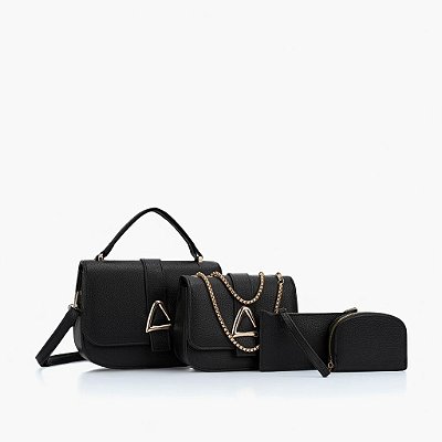 Kit Versátil 2 Bolsas Femininas + Carteira Slim + Niqueleira