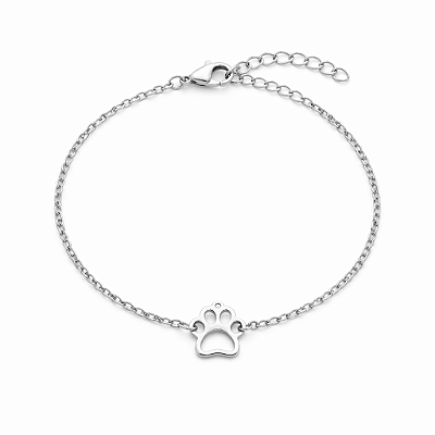 Pulseira Meu Pet Patinha Vazada em Aço Inoxidável