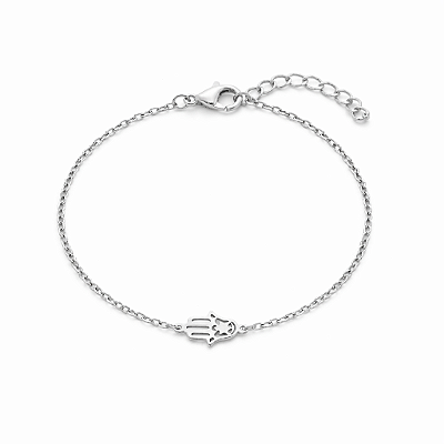 Pulseira Feminina com Mão de Fátima em Aço Inoxidável