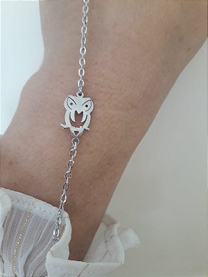 Pulseira com Detalhe de Coruja – Símbolo de Sabedoria em Aço Inoxidável