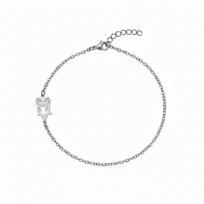 Pulseira de Coruja em Aço Inoxidável