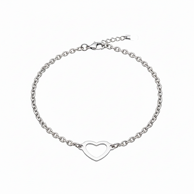 Pulseira Coração Vazado em Aço Inoxidável