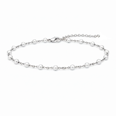 Pulseira com Detalhes em Pérolas em Aço Inoxidável