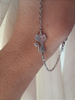 Pulseira Gatinho Minimalista em Aço Inoxidável