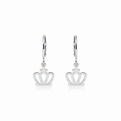 Brinco de Argolinhas Coroa em Aço Inoxidável
