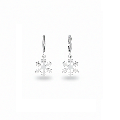 Brinco Argolinha Floco de Neve em Aço Inoxidável