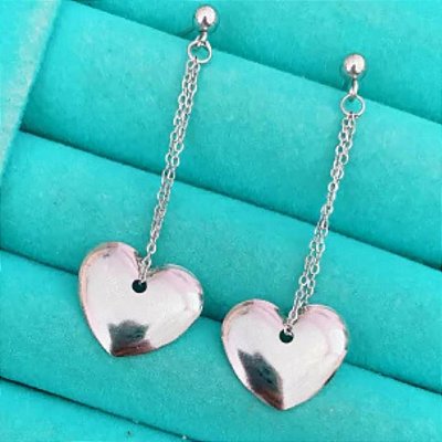 Brinco Longo Coração Infinito em Aço Inoxidável