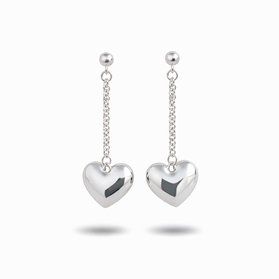 Brinco Longo Coração Infinito em Aço Inoxidável