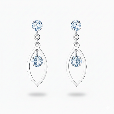 Brinco Oval Duas Zircônia em Aço Inoxidável