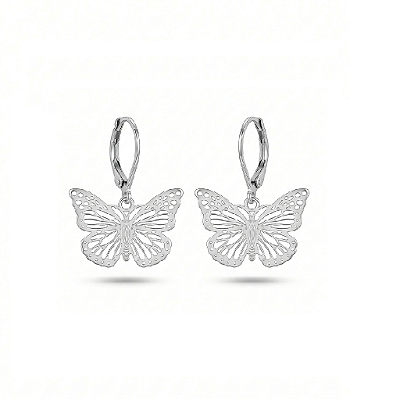 Brinco de Argolinhas Borboleta em Aço Inoxidável