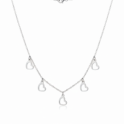 Colar com Corações Vazados em Aço Inoxidável