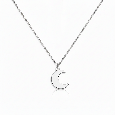 Colar com Pingente Lua em Aço Inoxidável