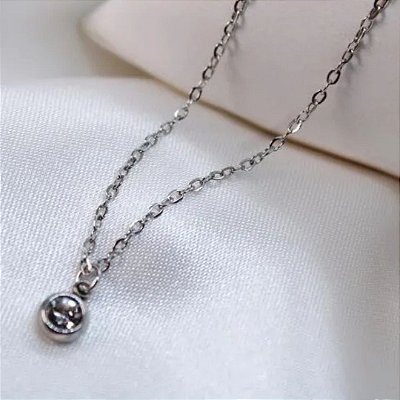 Colar Ponto de Luz com Cristal em Aço Inoxidável