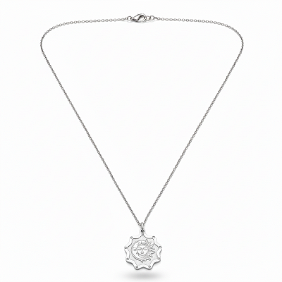 Colar Sol e Lua Místicos com Estrelinhas em Aço Inoxidável