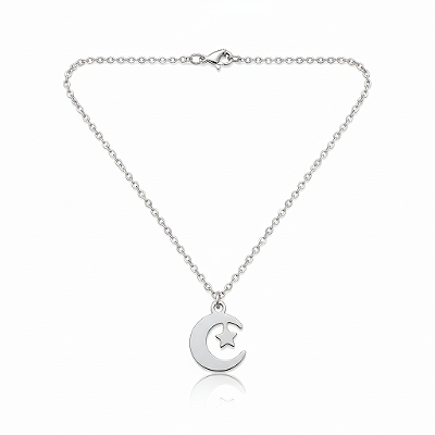 Colar Lua e Estrela em Aço Inoxidável