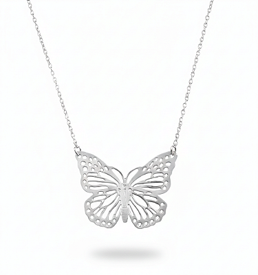 Colar Borboleta -Símbolo da Felicidade e da Liberdade em Aço Inoxidável