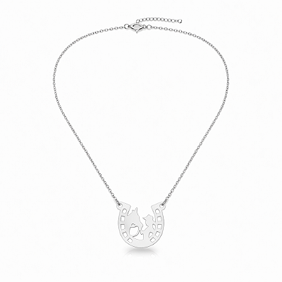 Colar da Amizade a Menina e o Cavalo em Aço Inoxidável