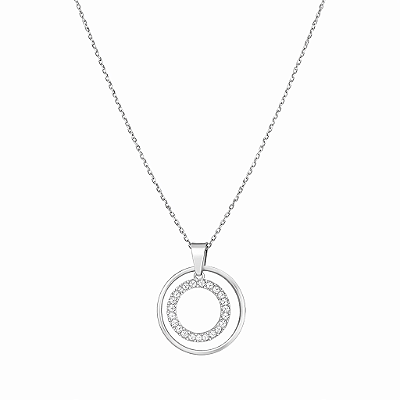 Colar Esferas Cravejadas em Aço Inoxidável