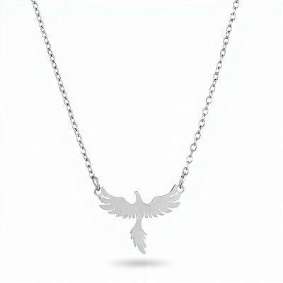 Colar Fênix Dragão de Fogo em Aço Inox - Símbolo de Renascimento