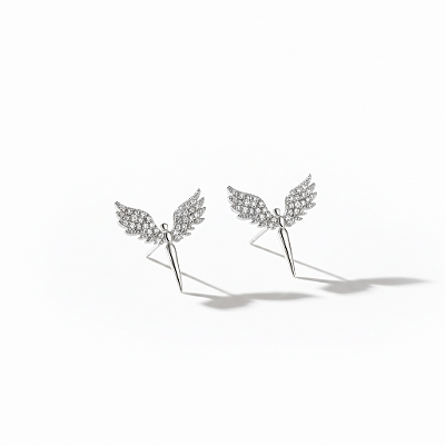 Brinco Asas de Anjo em Aço Inox com Strass
