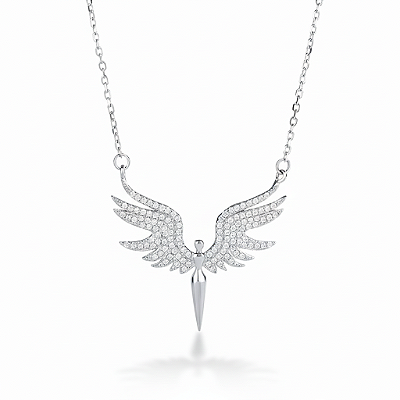 Colar Asas de Anjo em Aço Inox com Strass