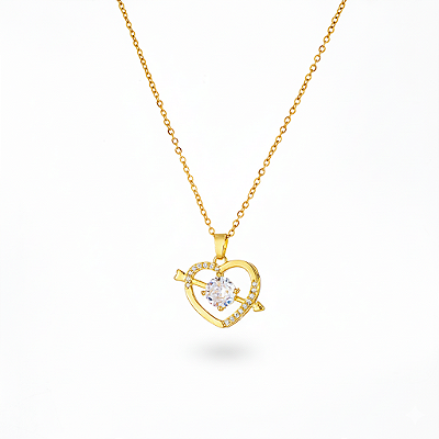 Colar Coração com Flecha em Aço Inox – Design Romântico e Moderno