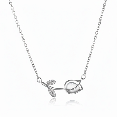 Colar Tulipa Royale Olho de Gato em Aço Inoxidável