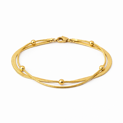 Pulseira Dupla de Esferas em Aço Inoxidável Dourada