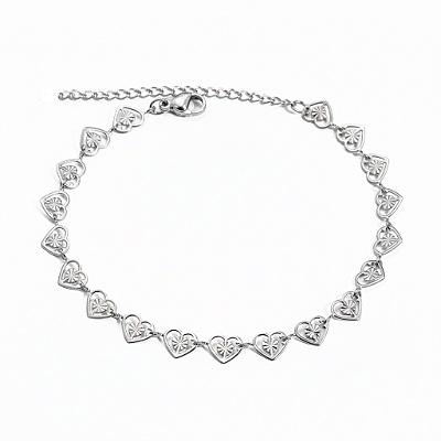 Pulseira de Corações em Aço Inoxidável Prateada