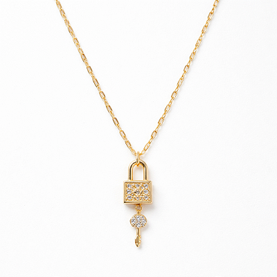 Colar Love Cadeado e Chave em Aço Inoxidável Dourado